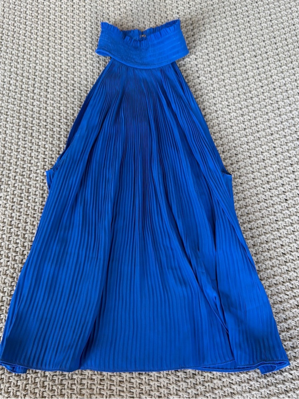 Blue Pleated Halter Top